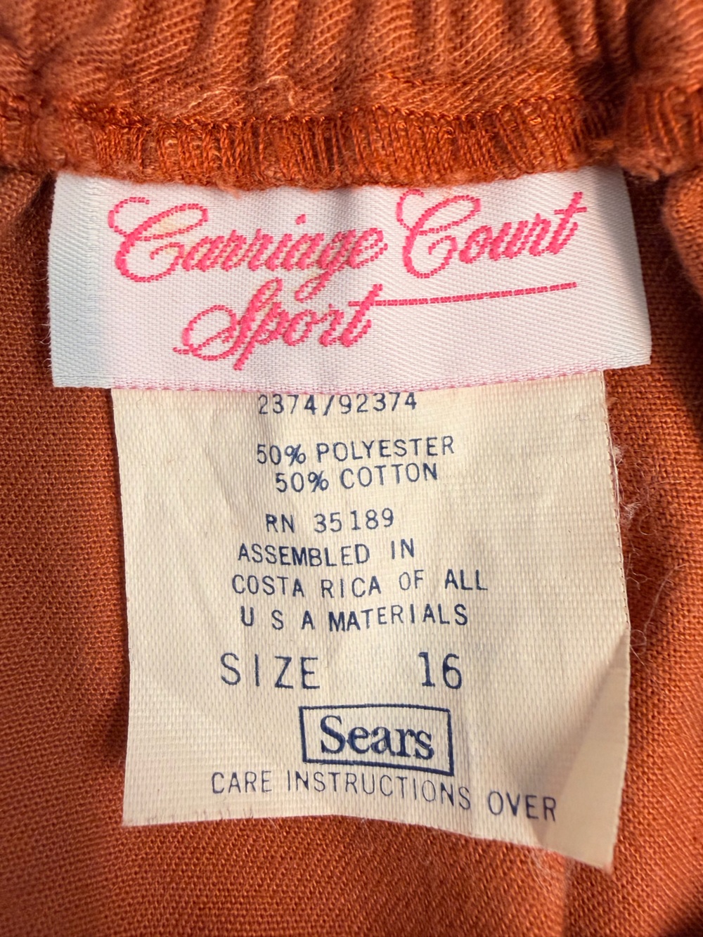 Vintage Sears 70s Carriage Court Sport Rust A-Line Button Front Midi Skirt 16 - Picture 6 of 9